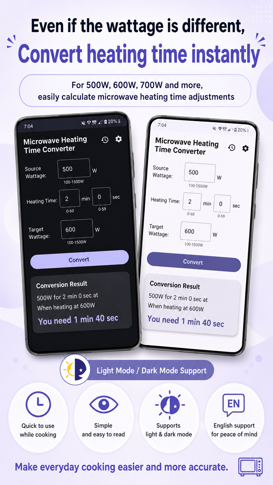 WattTime app promotional image with light/dark mode screenshots and key features.